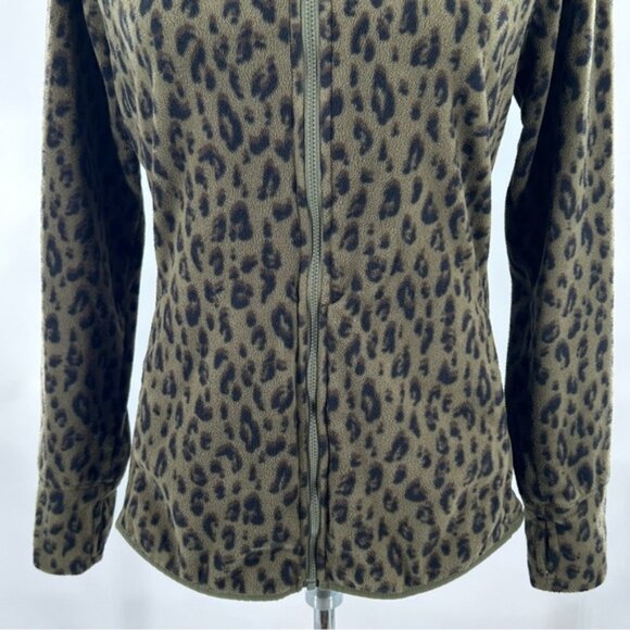 Old Navy Active Leopard Print Full Zip Jacket Green Black Medium - Picture 3 of 8